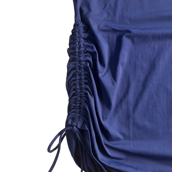 Lands’ End Women’s Rash Guard Swim Shirt Navy Embroidered V-Neck Size S (6-8) - Picture 3 of 6